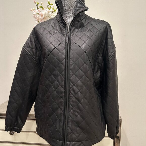 Katherine Kelly Quilted Lamb Leather Jacket - Picture 1 of 7